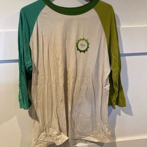 Big Bud Press Green Tri-tone Raglan 3/4 Sleeve Tee